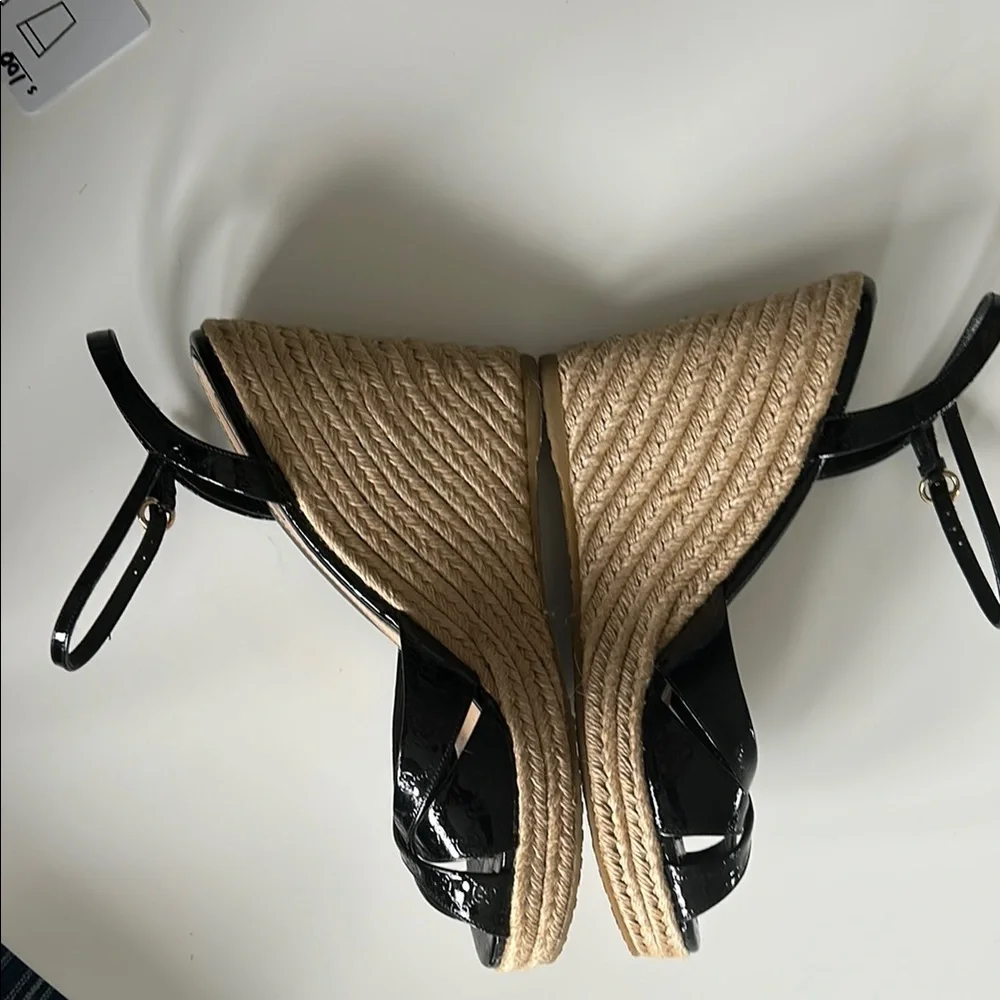 Gucci Black and Tan Wedge Espadrilles - Picture 5 of 10